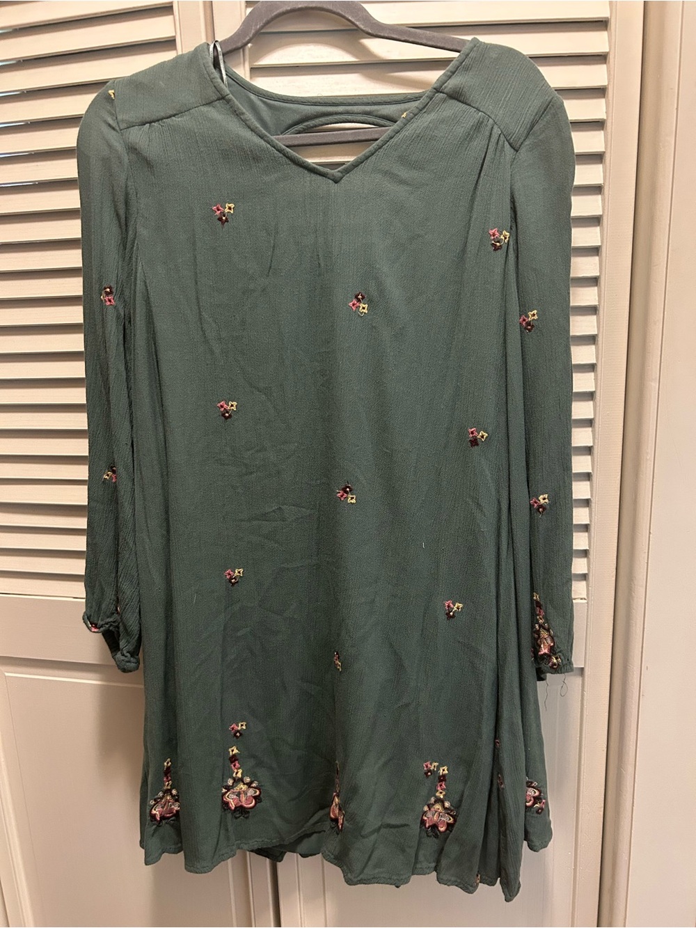 Japna Teal Green Long-Sleeve Embroidered Women’s Dress